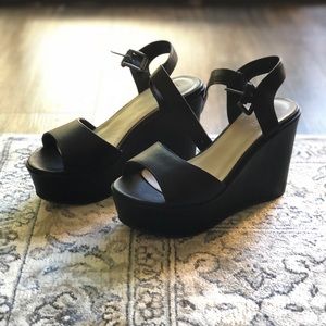Black Forever 21 Black Wedges Size 7